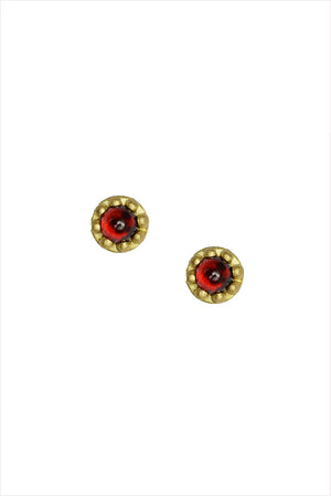 Red Garnet Studs In 18k Gold