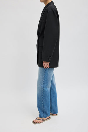 Tibi Tropical Wool Liam Blazer Black