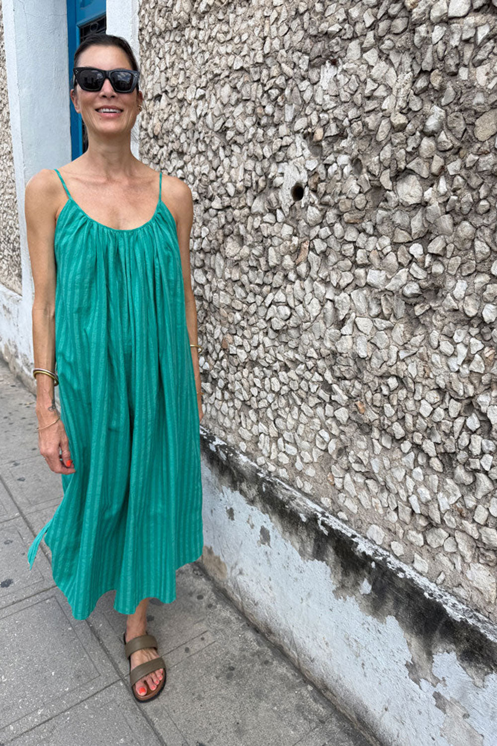Two New York Shoulder Tie Dress  Green Spearmint