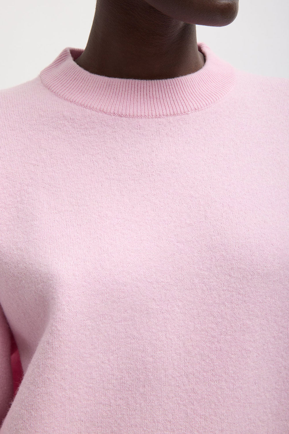 Tibi Wool Crewneck Easy Pullover Pink