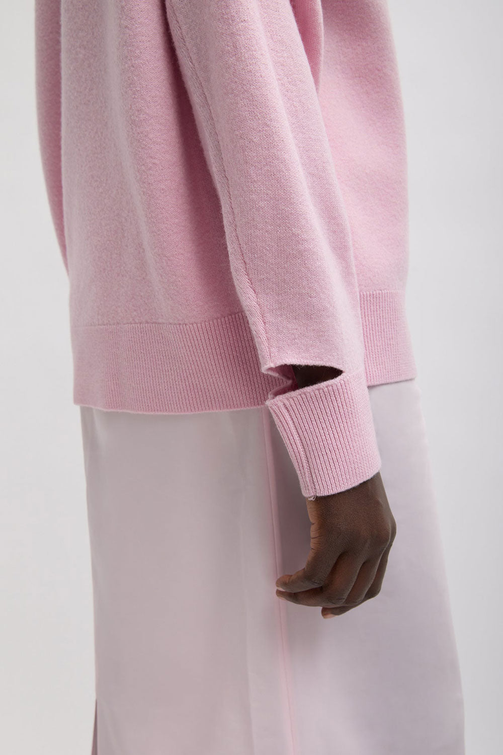 Tibi Wool Crewneck Easy Pullover Pink