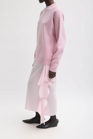 Tibi Wool Crewneck Easy Pullover Pink
