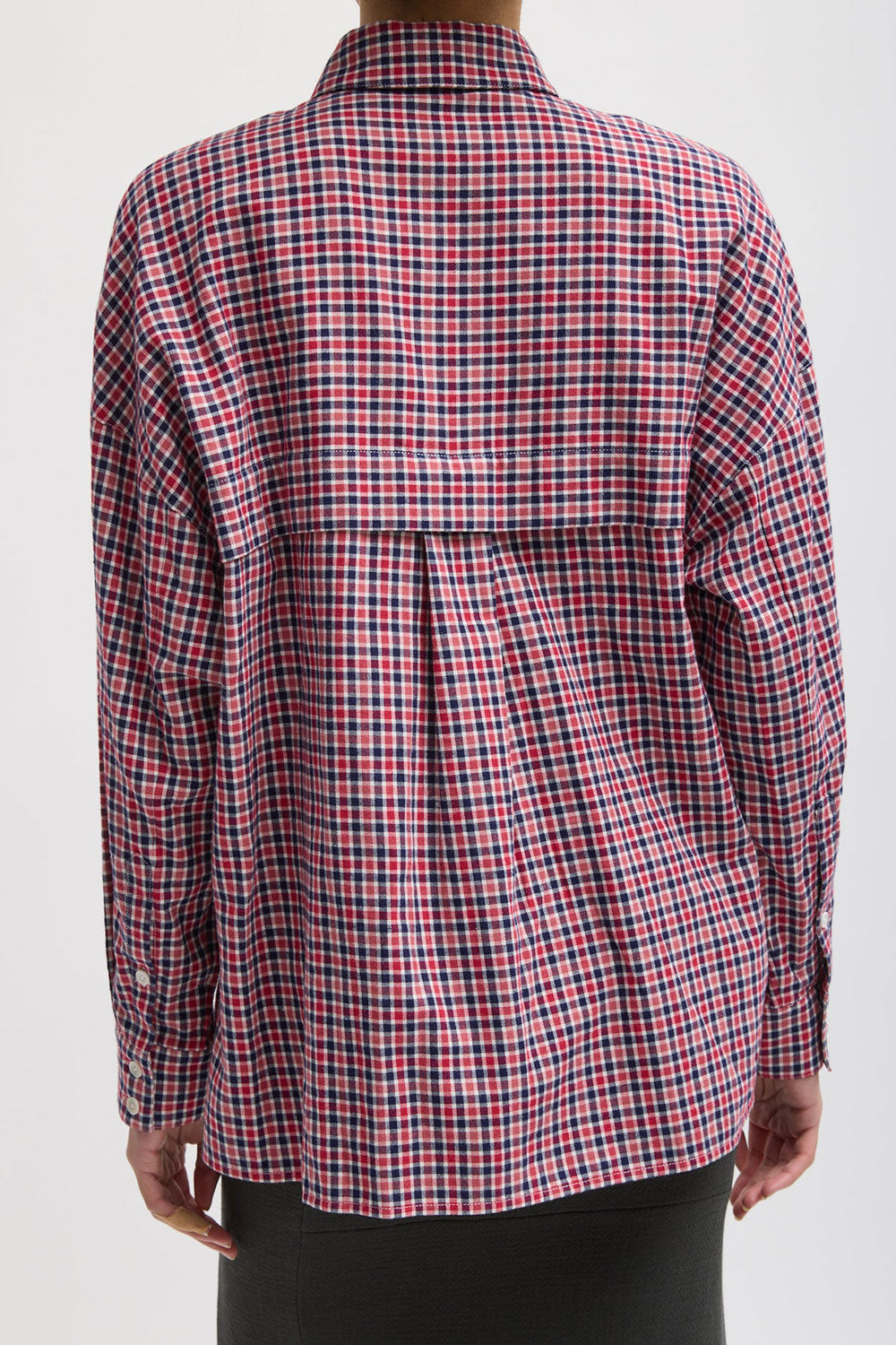 Tibi Flannel Oversized Shirt Red Multi