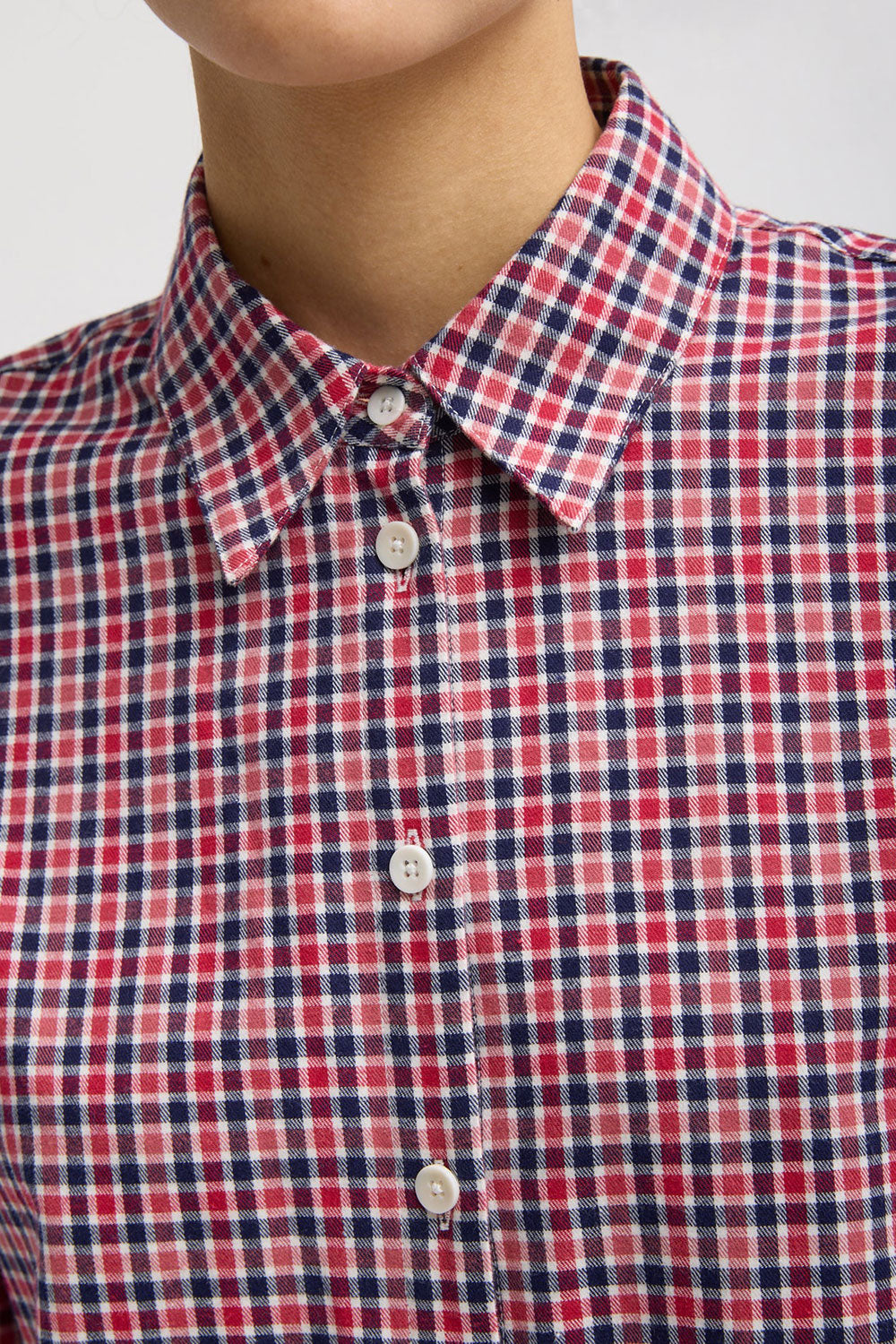 Tibi Flannel Oversized Shirt Red Multi