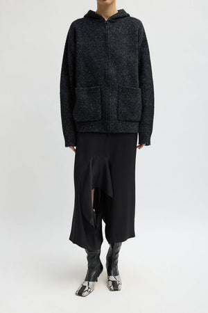 Tibi Speckled Tweed Zip Up Jacket Black Multi
