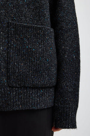 Tibi Speckled Tweed Zip Up Jacket Black Multi
