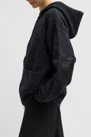 Tibi Speckled Tweed Zip Up Jacket Black Multi