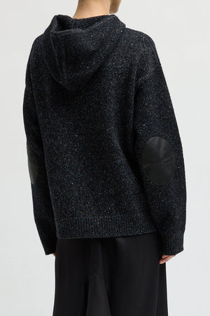Tibi Speckled Tweed Zip Up Jacket Black Multi