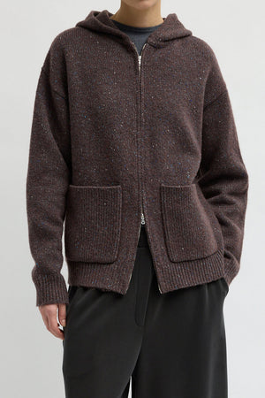 Tibi Speckled Tweed Zip Up Jacket Brown Multi