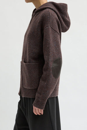 Tibi Speckled Tweed Zip Up Jacket Brown Multi