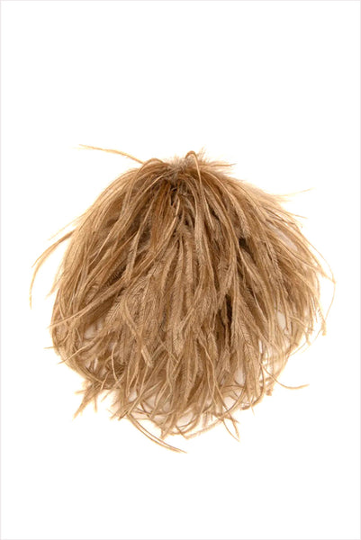 Indress Meryl Ostrich Feather Brooch Camel - flora and henri
