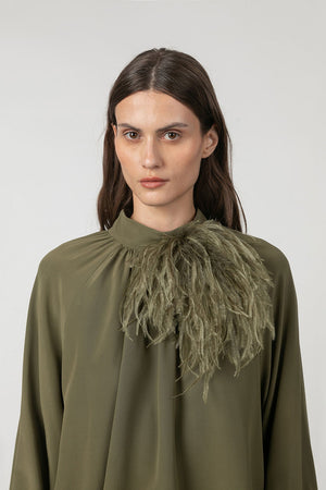 Indress Ostrich Feather Brooch Bronze