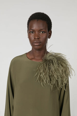 Indress Ostrich Feather Brooch Bronze