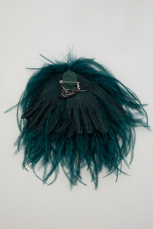 Indress Ramboutan Ostrich Feather Brooch Jade