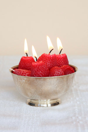 Beeswax Raspberry Birthday Candles - 10 Pack