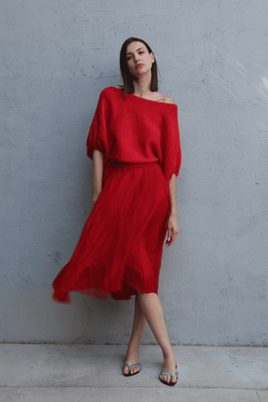 Louiza Babouryan Heavy Cotton Sweater Red