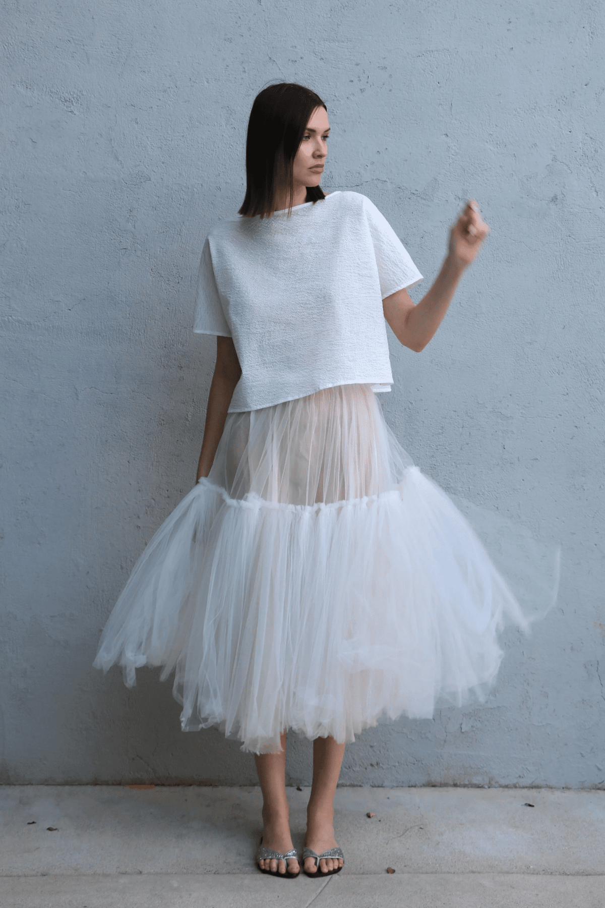 Louiza Babouryan Textured Cotton Top White