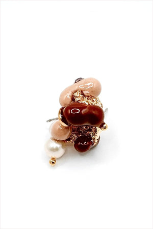 Dear No.12 Earrings Tan and Burgundy