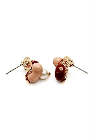 Dear No.12 Earrings Tan and Burgundy