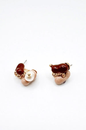 Dear No.12 Earrings Tan and Burgundy