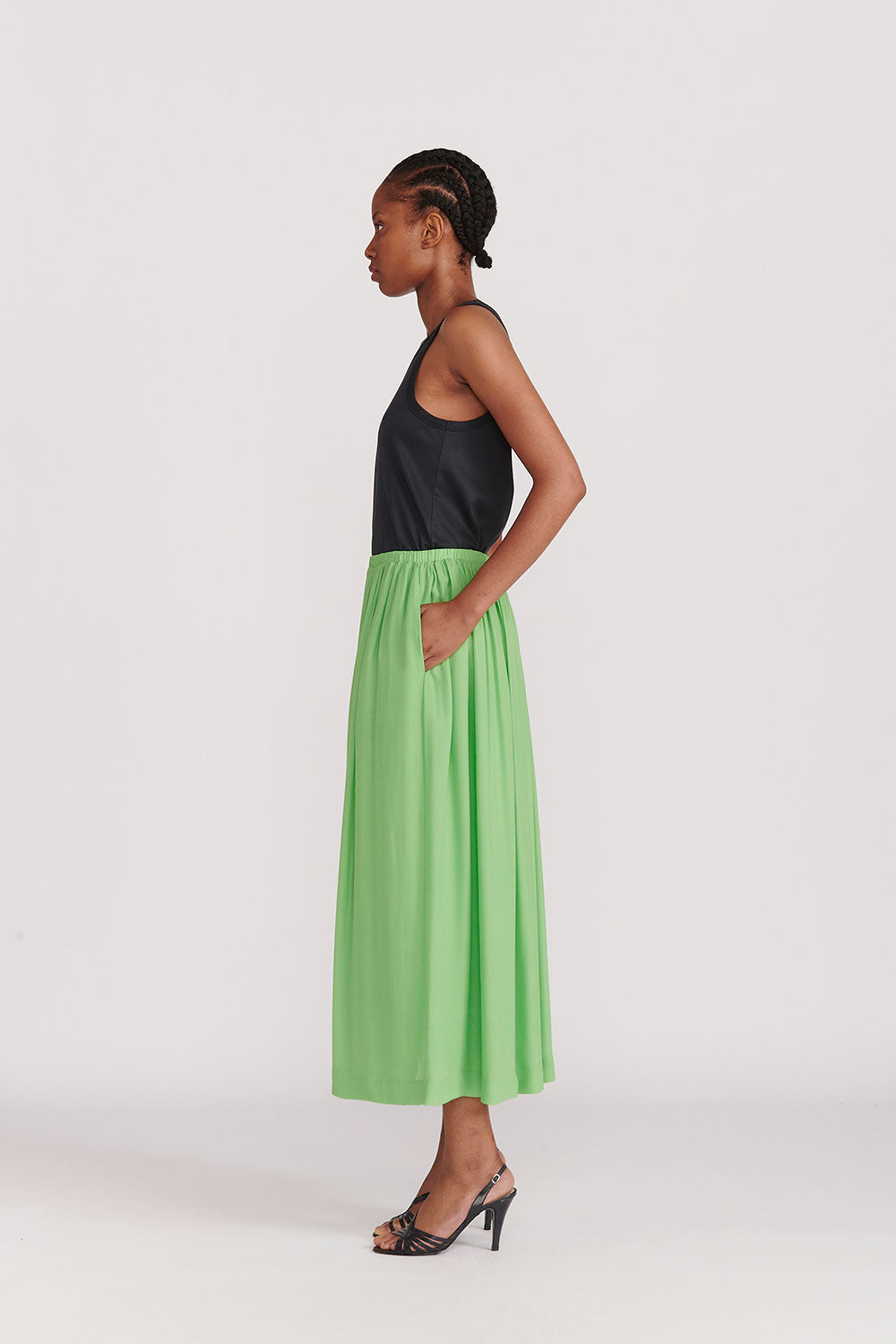 Indress Cerise Organic Silk Skirt Absinth
