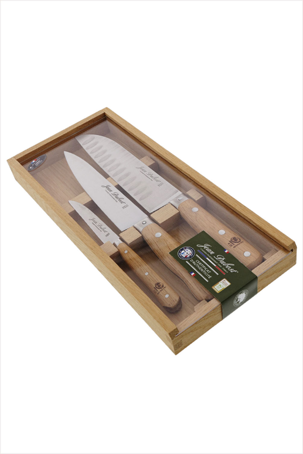 Jean Dubost Pradel 1920 Oak 3pc Knife set