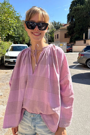 Two New York Plaid Tie Top Lavender Plaid