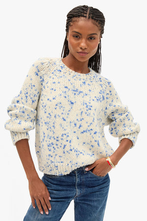 Clare V Le Court Sweater Cream Cobalt Speckle