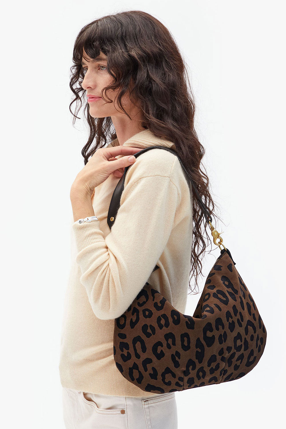 Clare V. Petit Moyen Messenger Bag Suede Cocoa