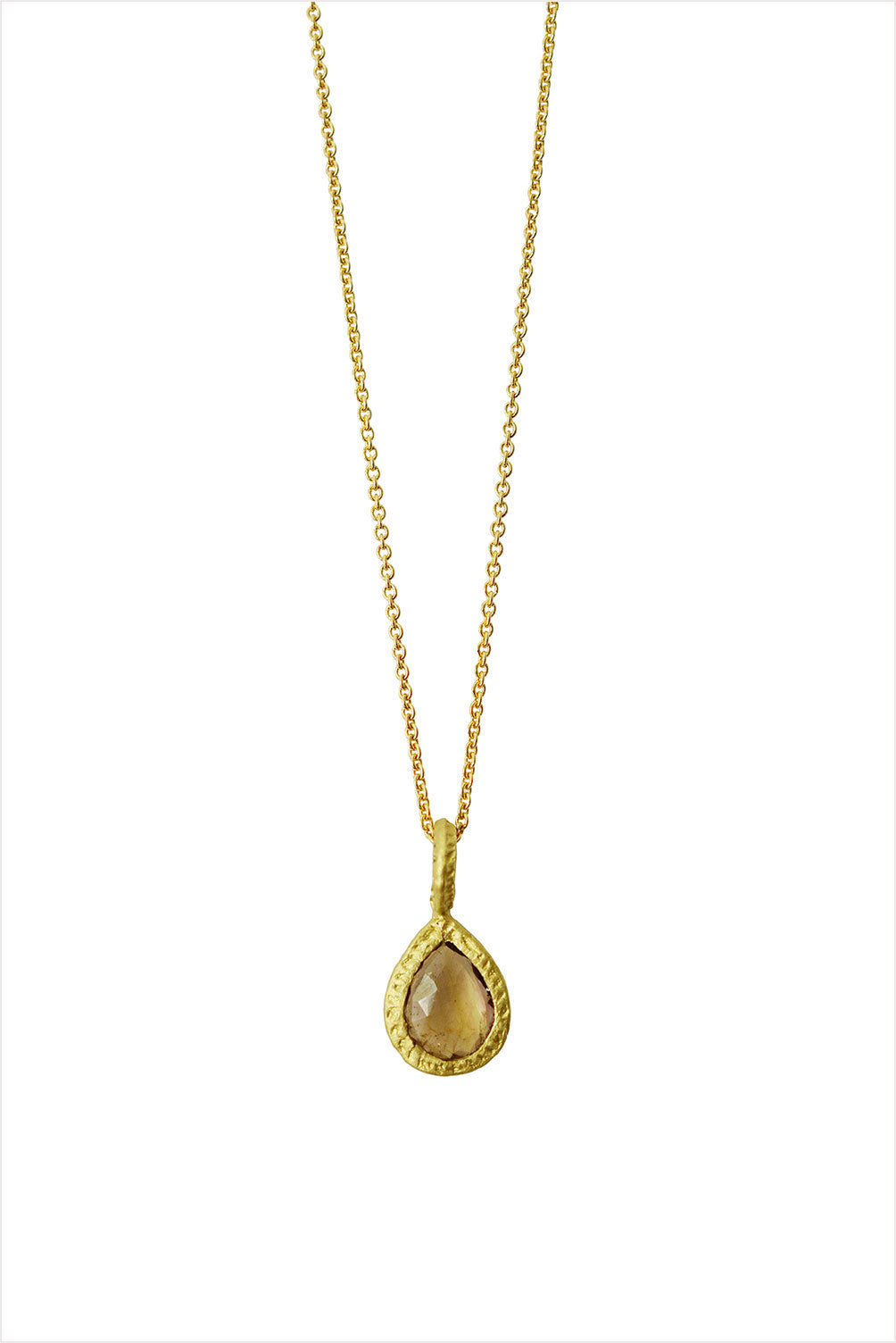 Francesca Lacagnina Yellow Tourmaline Pear Shape Pendant Necklace