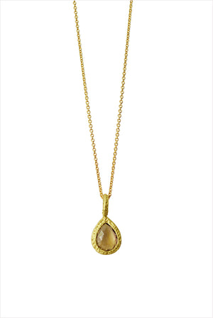 Francesca Lacagnina Yellow Tourmaline Pear Shape Pendant Necklace
