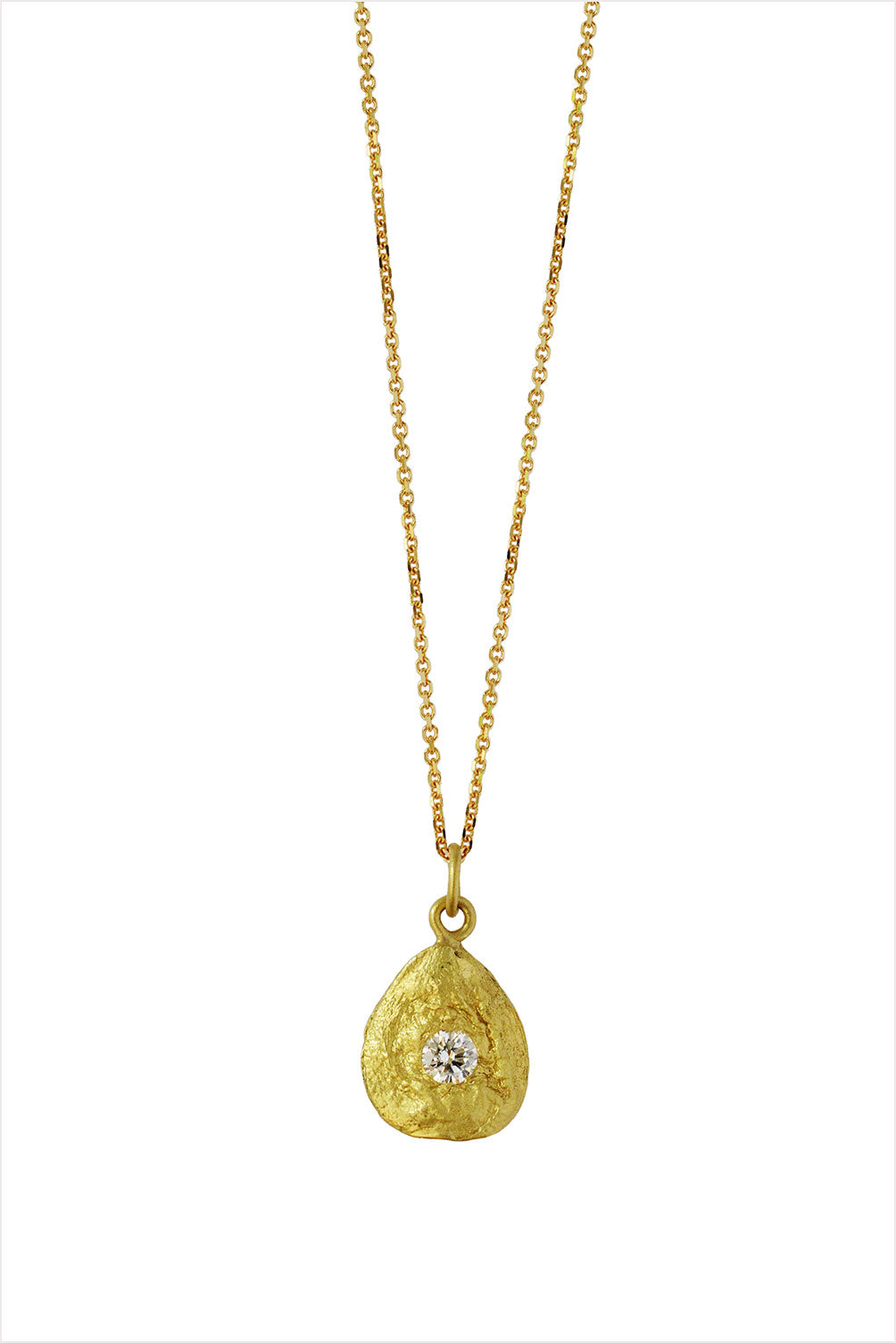 Seed Drop Pendant Necklace with White Diamond