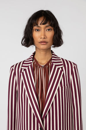 Indress Jourdain Jacket Ecru Burgundy Stripe