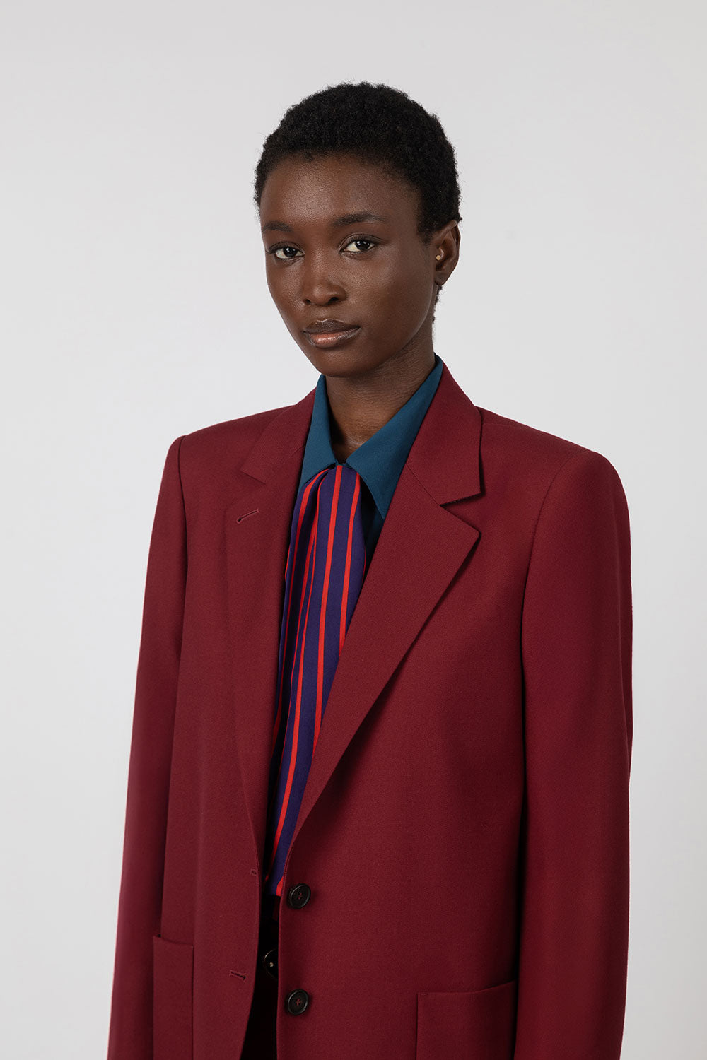 Indress Terek Silk Stripe Scarf Scarlet Blue