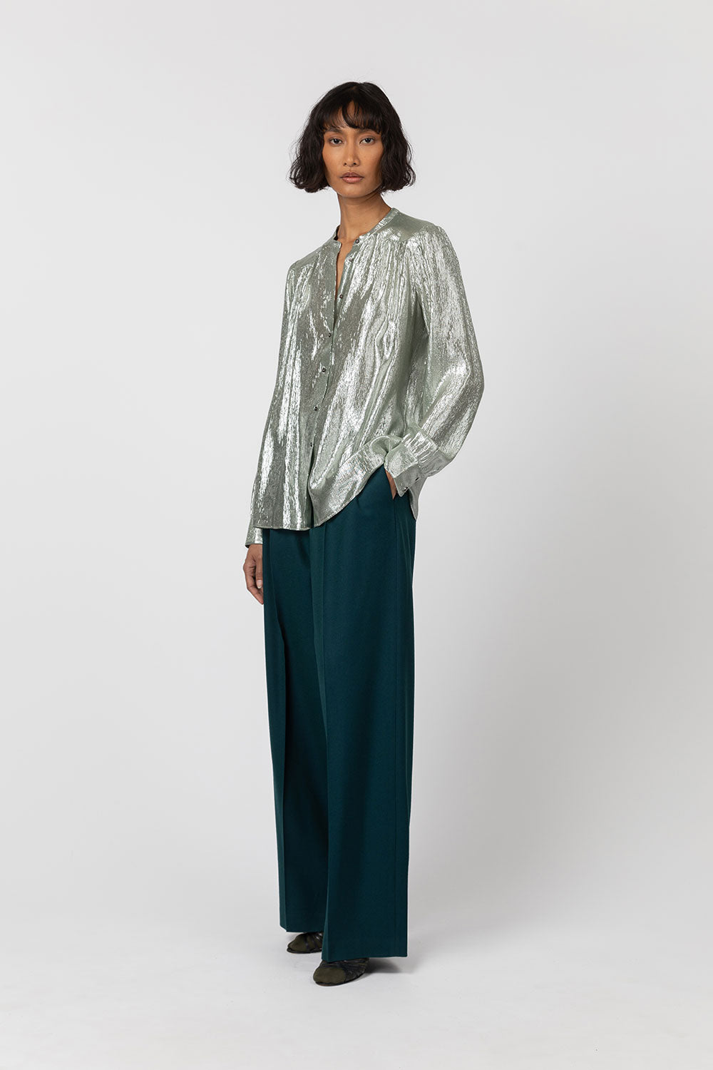 Indress Somme Silk Lurex Blouse Almond