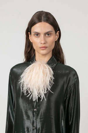 Indress Meryl Ostrich Feather Brooch Champagne
