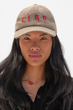 Clare V. Wool Ciao Baseball Hat Taupe