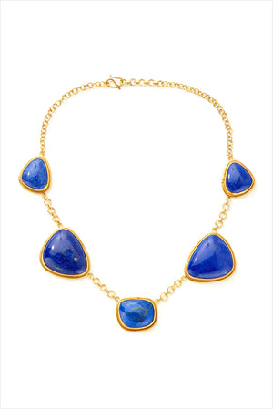 Mahwash Necklace - Tinted Agate / Lapis