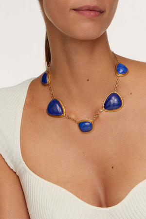 Mahwash Necklace - Tinted Agate / Lapis