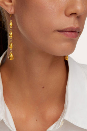 Qatra Triple Drop Earrings - Gold Vermeil