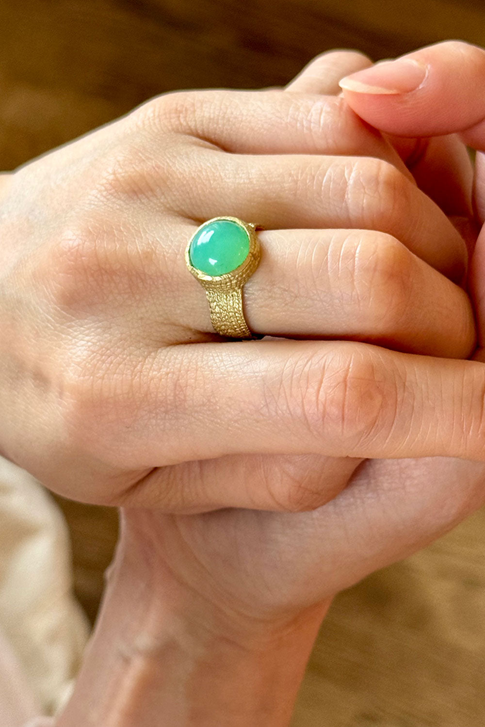 Chrysoprase Cabochon Ring