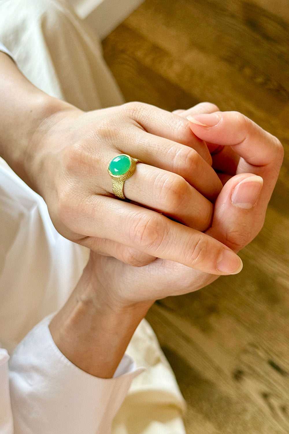 Chrysoprase Cabochon Ring