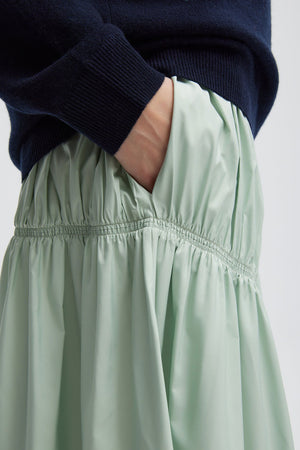 Tibi Resort Shirred Paneled Skirt Lido Green