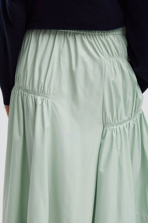 Tibi Resort Shirred Paneled Skirt Lido Green