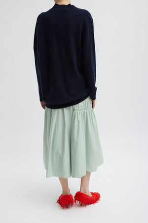 Tibi Resort Shirred Paneled Skirt Lido Green