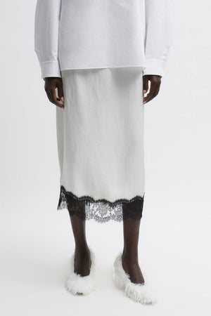 Tibi Resort Lace Applique Slip Skirt Black & White