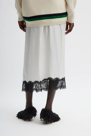 Tibi Resort Lace Applique Slip Skirt Black & White