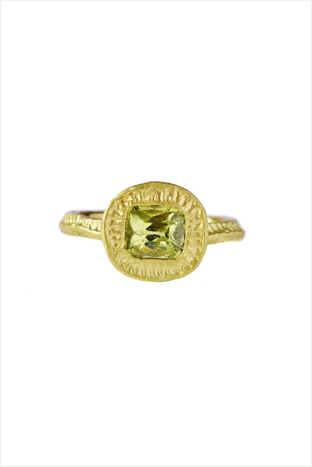 Faceted Green Grossular Garnet Ring