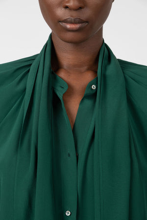 Indress Rhin Silk Crepe Dress Forest