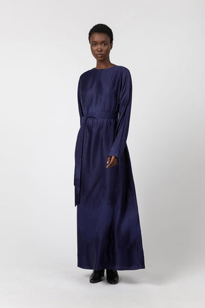 Indress Tibre Silk Jacquard Kimono Dress Ink